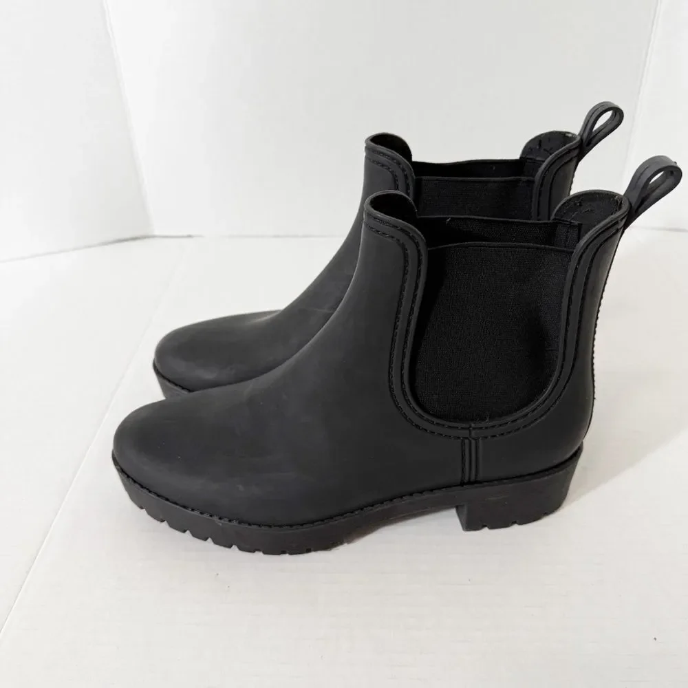 Jeffrey Campbell Womens Matte Black Chunky Platform Chelsea Rain Boot Size 11